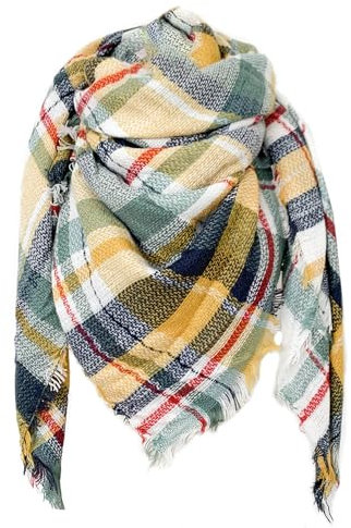 FIFTHAVE Écharpe Femme Homme Châle Cachemire Ecossaise Mode Ponchos Plaid Foulards Automne Hiver Oversize Cape Glands Scarf Carreaux Chaud Carrée Souple Étole Couvertures Vert
