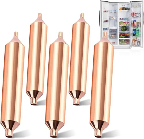 5 STK Kupfer-Kühlschrankfilter, Kupfer-Kühlschrank-Filtertrockner, 19*130mm | Kühlschrankfilter aus Kupfer, Kupferfiltertrockner Kühlschrank Filter Trockner Kompatibel mit Samsung für die Meisten