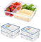 HOMESHOPA Plastic 4 Pack Airtight Compartments Containers with Clip Lock Lids, Food Storage Meal Prep Lunch Box for Kids Adults, Clear Reusable Leak Proof BPA Free Microwave Freezer & Dishwasher Safe