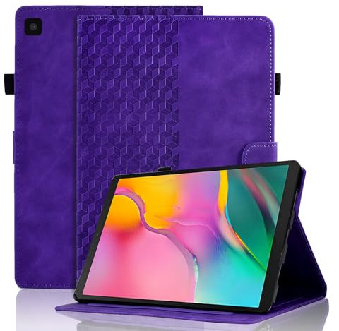 Vkooer Hülle für Samsung Galaxy Tab A 10.1 Zoll 2019 Schutzhülle SM-T510/T515 PU Leder Folio Tasche Cover Case Würfel mit Standfunktion Kartentasche, Lila