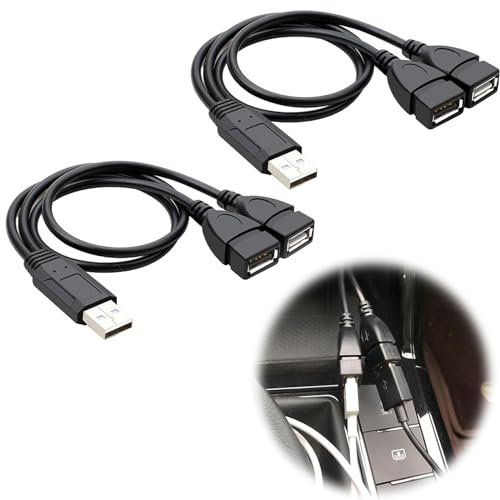FEXPDL 2pcs Usb splitter 2 port USB Splitter Y Cable USB A 1 Male to 2 Female Extension Cord Converter Dual Female Cord Extension Adapter Cable usb double adapter Extender Hub Data Charger