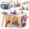 JadeLink Kids Tool Set with Tool Belt, 39PCS Wooden Montessori Toys for 3 4 5 6 Year Old Boys Girls, Toddler Tool Box and Bench Toys for Role Play, Educational and Construction