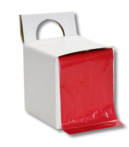dm-folien gmbh Dehnband in Box | 100 mm breit x 1200 mm lang 100 Stück auf Rolle | Stretchfolie versch. Farben für Kartons Pakete Paletten Umzug dehnbar flexibel (Rot)