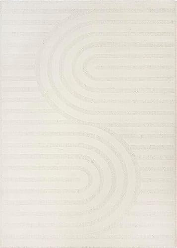 the carpet Loop Teppich Wohnzimmer, Schlafzimmer, moderner Kurzflor, angenehm weich, hohe Flordichte, Einfarbig, Creme, 160 x 220 cm