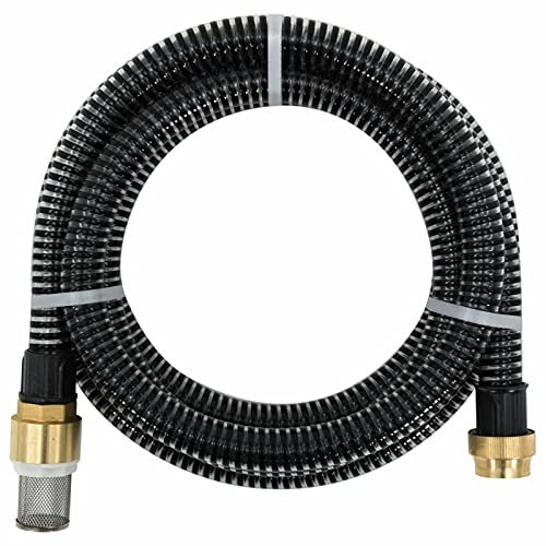 ShCuShan Saugschlauch mit Messing-Anschlüssen Schwarz 1,1 4 m PVC Ansaugschlauch Gartenpumpe Saugschlauchfilter