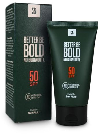 BETTER BE BOLD Invisible Sunfluid LSF 50 | Zieht sofort ohne Rückstände ein | Kein Kleben & kein Fetten | Ohne Octocrylene | Parfümfrei | Wasserfest | 50ml
