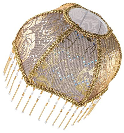 WOONEKY Vintage Lampenschirm Im Regenschirm-design Goldene Blütenmuster Für Tisch Und Pendelleuchten Dekoratives Lampenzubehör Für Wohnzimmer Und Schlafzimmer