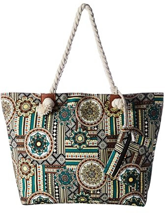 DonDon Strandtasche XXL Familie Badetasche Damen Beach bag groß mit Reißverschluss - 90s