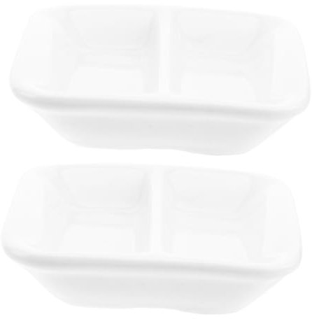 Garneck 6 Stück 3 Snack Serviertabletts Geteilte Saucenschalen Sojasaucen Tablett Gewürzschalen Tablett Vorspeisen Serviertablett Wiederverwendbar Wiederverwendbar