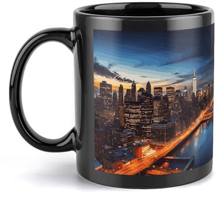 NTVOWPZO Coffee Mugs Large Porcelain Mug New York City Scenery Ceramic Steeping Mug with Handle Porcelain Coffee Cups Funny Mug Tea Cups with Handle for Men Women