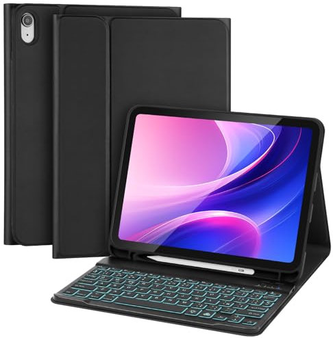 AXFEE Teclado iPad 10 generación 2022, Funda Nuevo iPad 10.9, Bluetooth Español Ñ Teclado, Ultra Delgada Funda con Teclado Retroiluminado Bluetooth Inalámbrico Desmontable para A2696/A2777/A2757