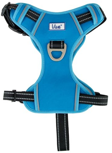 Ancol Viva Exercise and Travel Dog Harness in Blue - Comfortable Pet Accessory with Padded Chest and 2 Leash Clips - XL 80-120cm