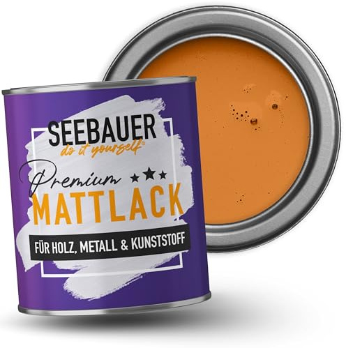 SEEBAUER diy Mattlack Orange 750ml für Innen & Außen (No. 512 Tropical Taste) Möbelfarbe ohne Schleifen - Hybrid-Lack für Holz, Metall, Kunststoff - Holzlack, Möbellack hohe Deckkraft