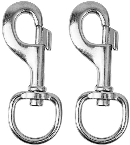 Karabiner für Drehgelenk, 2 Stück, in Silbern, Größe 6, für Hundehalsband, Hundeleine, Karabinerhaken mit abgerundetem Wirbel, Schnalle Schlüsselbund Gurtband, Schlüsselanhänger Drehkopf Paracord