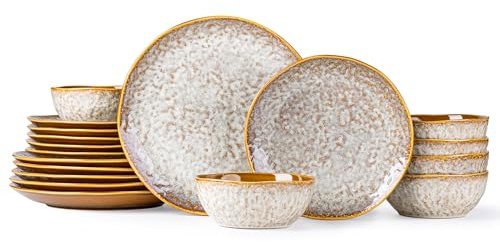 LeRatio Geschirrset für 6 Personen (Cappuccino, 18 Teile Set)