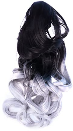 Healeved Hair Big Wave Wig Mit Tiger Mouth Clip Schwarze Gradient-dunkelgraue Perücke Für Cosplay Partys Und Alltagslooks Natürliches Aussehen Handgefertigt Waschbar Und Wiederverwendbar