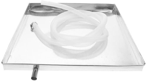 NOLITOY Abtropfschale für Klimaanlage, AC Drip Pan Edelstahl AC Ablaufwanne mit 78 Zoll Ablaufschlauch und Verschluss AC Tropfschale Tropfschale für tragbare Klimaanlage, 15,7 Zoll