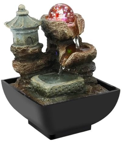 Outdoor Water Feature Indoor Tabletop Fountain Water,aIlluminated Crystal Ball Tabletop Water Fountain With Quiet Submersible Pumps Garden Decoration