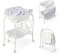 COSTWAY Fasciatoio con Vaschetta per Bambini, Vasca da Bagno per Neonati, Fasciatoio Pieghevole con Materassino, Cestino Portaoggetti, Ruote con Freno, Portata 35kg+15kg (Bianco)