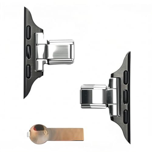 NOOFNO Italian Charm Bracelet Apple Watch Band Connectors,Strap Adapters, Compatible with iWatch SE/4/5/6/7/8/9/10/Ultra, with Charms Tool (Black, 46mm(Series 10)/49mm/45mm/44mm)