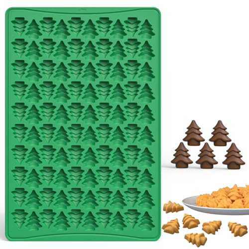 Christmas Silicone Molds, Mini Christmas Chocolate Mould, Mini Xmas Tree Silicone Candy Moulds for Candy Cookies Jelly Gummy Pet Treats Baking