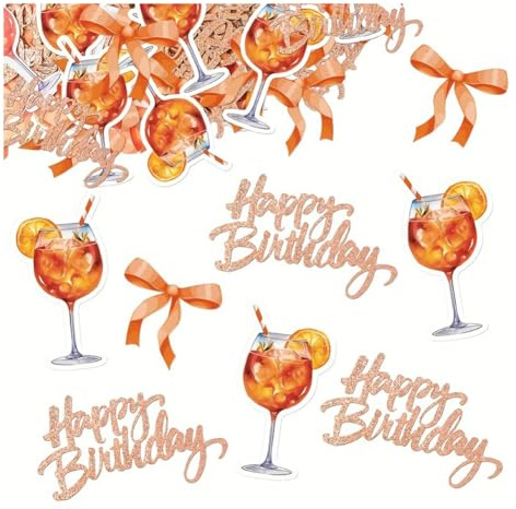 Waltonalice Konfetti Geburtstag Deko 100 Stück Tischdeko Streudeko Partydekoration Orange für Jubiläen Geburtstage Partys Cocktail Thema Party Frauen Mann Weinglas-Konfetti