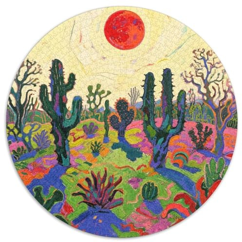 Cactus Puzzles 1000 Pieces Cadeau Unique Colorful Garden Jeu Éducatif Challenge Toy À De Qualité Supérieure Peinture Art pour Adultes Et Enfants À Partir De 14 Ans 1000pcs (67.5x67.5cm)