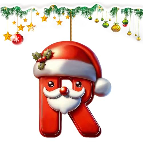 26 Letter Christmas Decoration, Personalised Christmas Tree decoration Letter Baubles Hanging Ornaments, DIY Home Party Festival Decor (R)