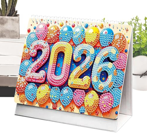 driattie Monatlicher Schreibtischkalender – Tischkalender 2026, Tischkalender, Strass-Schreibtischdekoration, Monatsplaner, Kunst und Handwerk, Heimdekoration für Geburtstag, Weihnachten, Tisch