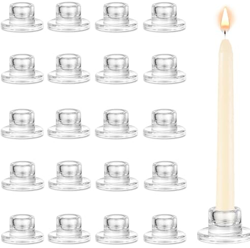 Lot de 20 bougeoirs en verre - Petits bougeoirs transparents - Décoration de table pour mariage, fête, Noël
