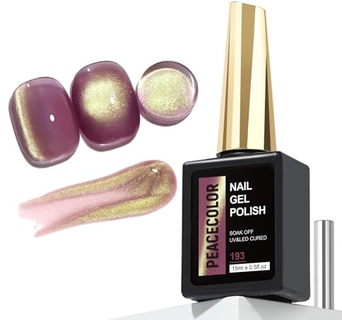PEACECOLOR Cat Eye Gel Nagellack 15ml Magnetisches Gel Nägel Goldener Glitter Effekt U V Nagellack für Zuhause DIY Maniküre und Kunstsalon