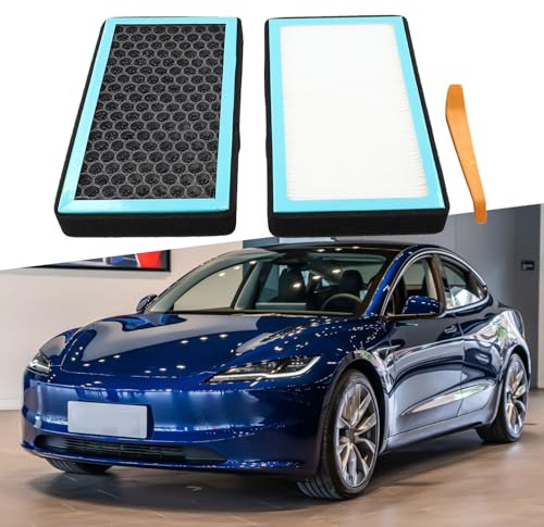 Opatiny Lot de 2 filtres HEPA de climatisation pour Tesla Model 3 et Y, filtre à air d'habitacle à charbon actif avec traitement biochimique