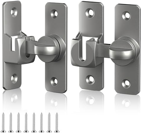 HERKINDNESS 2 Pares Pestillo Puerta, 90°/180° Cerradura Puerta Corredera, Aluminio Pestillo Puerta Corredera, Cierre Puerta Corredera con 8 Tornillos, Gris, Para Puertas, Ventanas, Armarios
