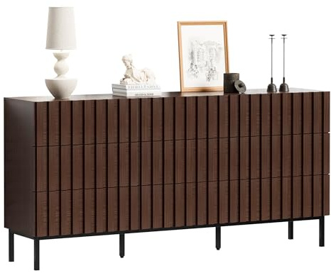 UEV Kommode mit 9 Schublanden, 150x34x72cm, Modernes Sideboard, TV Board, Aufbewahrungsschrank, Schmal kommode, Buffet, Schrank für Wohnzimmer Schlafzimmer Flur (Dunkelbraun)