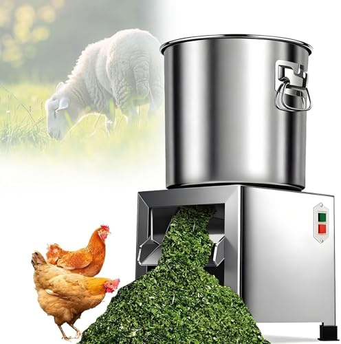 vanenferse Commercial Vegetable Chopper, Electric Vegetable Chopper with 4 Blades, 2800 RPM Fast Slicing, Stainless Steel Shredder Cutter, for Animal Feed Processing for Vegetables Grains