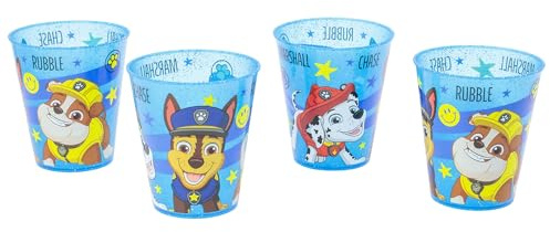 STOR 4er Set Kinder Trinkbecher Paw Patrol 285ml - Wiederverwendbare BPA-freie Kunststoffbecher fur Partys und Alltag - Bruchsicher und Robust