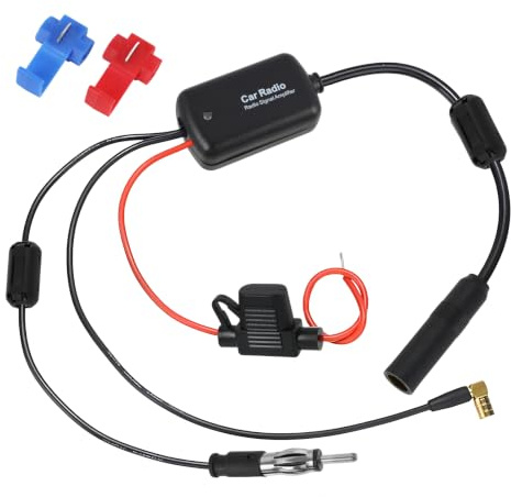 Amplificateur Antenne Autoradio 12V, Splitter Dab FM, Booster Signal Radio Voiture FM AM Dab Dab+ avec Connecteur SMB vers DIN, Amélioration Réception Universelle Tous Autoradios, Installation Facile