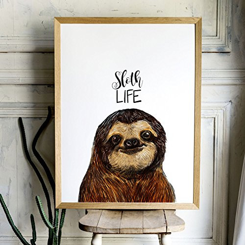 ilka parey wandtattoo-welt A3 Print mit Faultier und Spruch Sloth Life Poster Plakat Motto Zitat p121