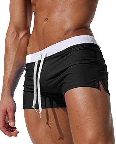 Kfnire Boxers Homme, Maillot de Bain à séchage Rapide Plage de Surf de Surf Shorts de Bain Boxers Slip B_Noir M