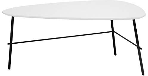 Lässiger Couchtisch / Beistelltisch, Tischplatte aus weißem Holz, Dreibeinige Tischbeine aus Metall, stabile Struktur, nicht leicht zu rütteln, für moderne Wohnzimmerdekoration, optional erhältlich