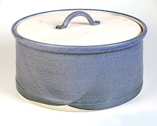XL – Riesen-Brottopf, blau-schattiert, Keramik/Holz, gerne auch für mehr als fünf Personen
