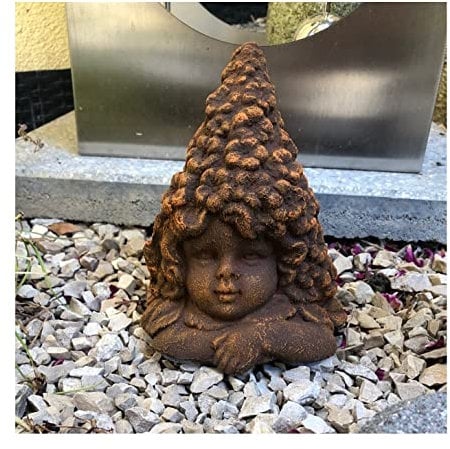 Steinfigur Elfe Gartenfigur Figur Steinguss frostfest Dekofigur Gartendeko (Elfe Blüte Rost)