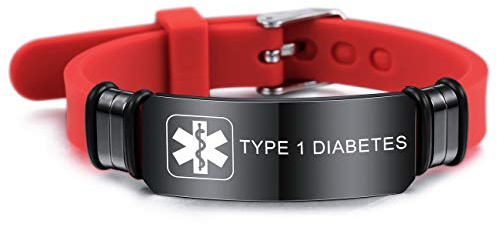 MOWOM Medical SOS Notfall Armband Personalisiertes Gravur Silikon Edelstahl Namensarmband Männer Damen Jungen Mädchen - Bündel mit Notfallkarte, Kartenhülle