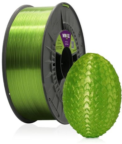 WINKLE PETG Filament 1.75mm Crystal Limonengrün, 300g Spule, 3D Drucker Filament Kompatibel mit FDM Druckern, 3D-Druckmaterialien, Maßgenauigkeit +/- 0.05mm, Einfaches Drucken