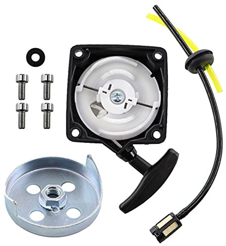 MCHNIC Seilzugstarter Starter Handstart für Motorsense Freischneider Brast Rotfuchs Fuxtec Arebos Starter Timbertech 52cc, Multi-Fonctions 5 in 1 inkl. Nemaxx EB52 Mitnehmer Platte