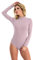 Magi Langarm Damen Body Bodysuit mit Halbkragen Basic Body mit langen Ärmeln (L, Aschrosa)