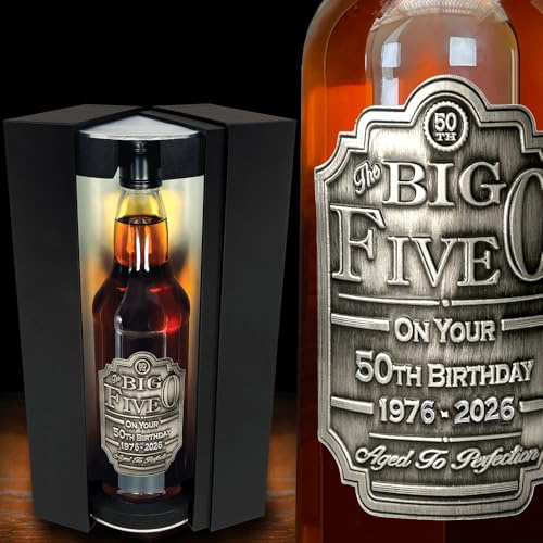 Unique 50th Birthday Gift Idea For Him Men - Award Winning Scotch Whisky Gift Set With Personalised Pewter Label With Birthday Years 1976-2026 - Supplied In A Stunning Presentation Box [EPW07]
