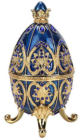 Osterei aus Metall, Europäischer Stil, Künstliches Diamant-Osterei, Glänzend Emailliertes Faberge-Ei, Schmuck-Organizer-Box, Desktop-Dekoration Zum Aufbewahren von Halsketten, Armbändern, Schmuckstück