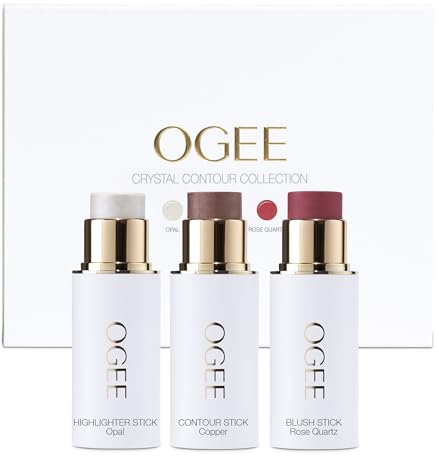 Ogee Sculpted Face Stick (TRIO) Crystal Contour Collection - Certified Organic Bronzer, Blush & Highlighter