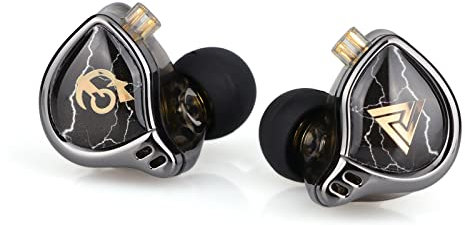 Linsoul QKZ x HBB Écouteurs Intra-Auriculaires Hi-FI à diaphragme revêtu de Titane de 10 mm avec cavité Semi-Ouverte, câble détachable à 2 Broches plaqué Argent, Suppression du Bruit (sans Micro)